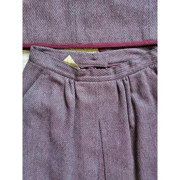 Cymbal Japan Vintage Wool Maroon/Purple 2-pc Skirt and Jacket Set, Size Small